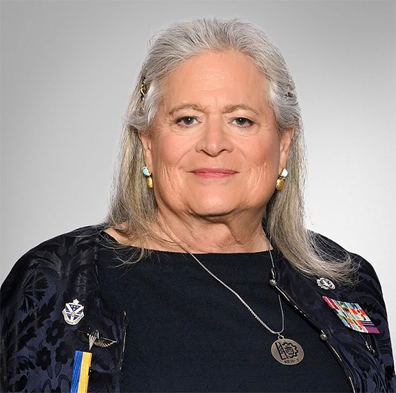 Jennifer Pritzker bio photo with military honors.