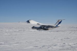 Plane landing in Antarctica